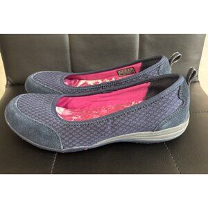 Skechers Blue Leather Slip-On Classic Fit Air Cooled Memory Foam Flats Sz 6 Wmn